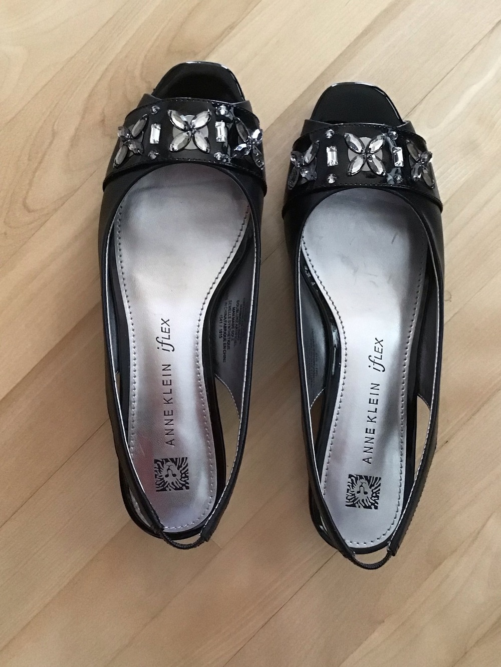 Black Leather Open Toe Low Heel